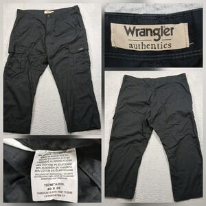 Wrangler Authentics Black Cargo Pants‎ Men's 40x29 Relaxed Fit Cotton Stretch